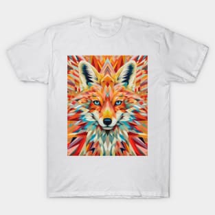 Spectrum Fox: Radiant Op Art Red Fox Design T-Shirt